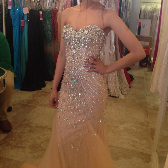 Jovani Embellished Blush Pink Prom Dress - Picture 3 of 5